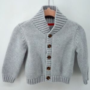 Carter's 100% Cotton Gray Knit Ribbed 12 Months Baby Button Sweater Fall Winter